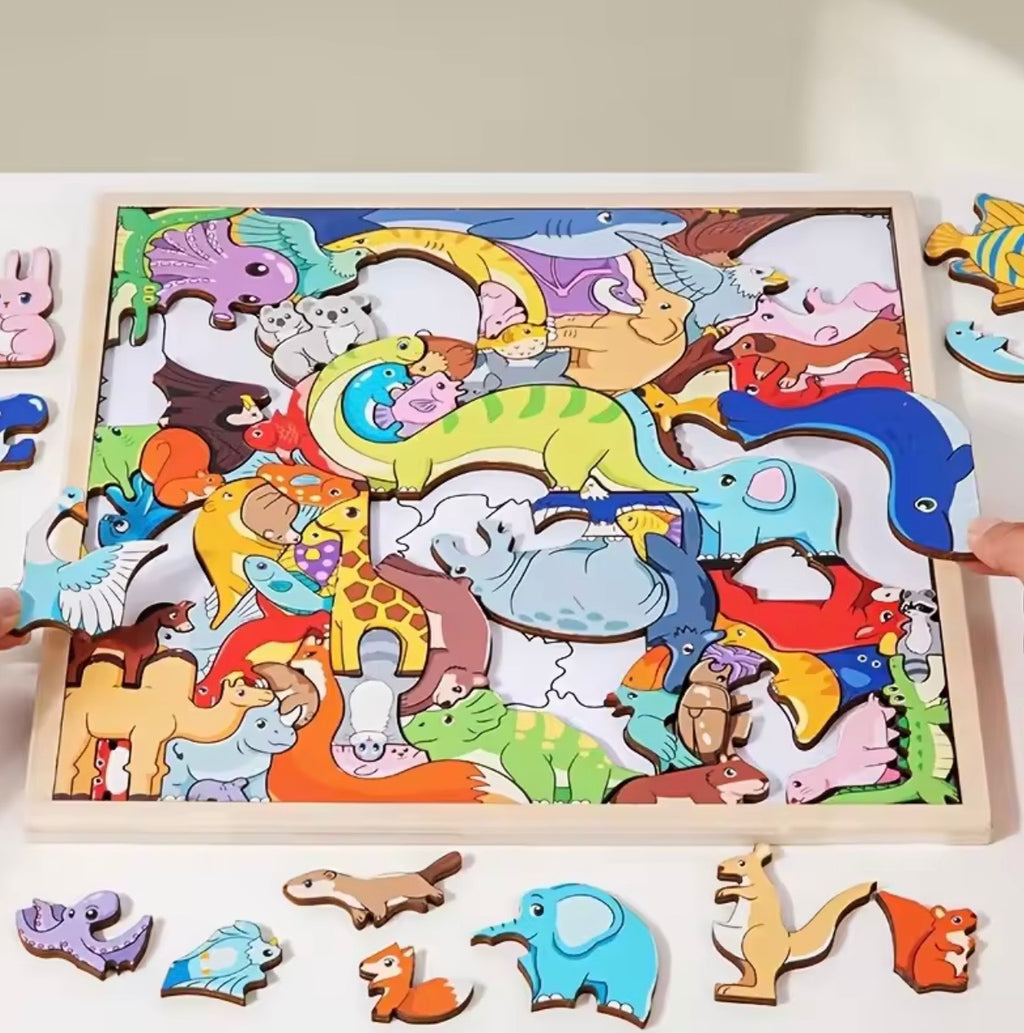 Puzzle en Bois Multi-Couches (Animaux du Monde)